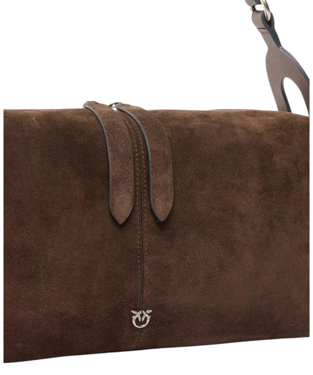 Pinko Keeper Medium Suede Bag with Love Birds