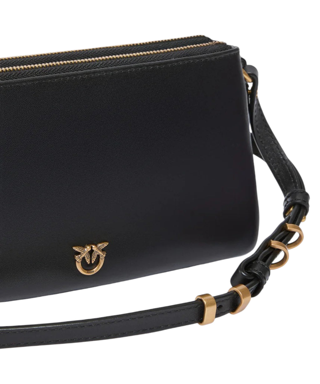 PINKO Mini Double Bag in Leather with Shoulder Strap
