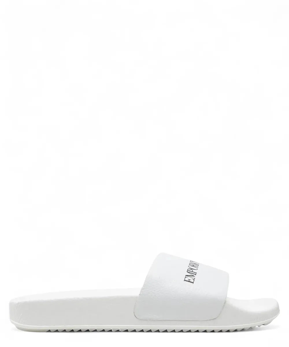 Sliders in pelle martellata con logo-Ciabatte-Emporio Armani-Vittorio Citro Boutique