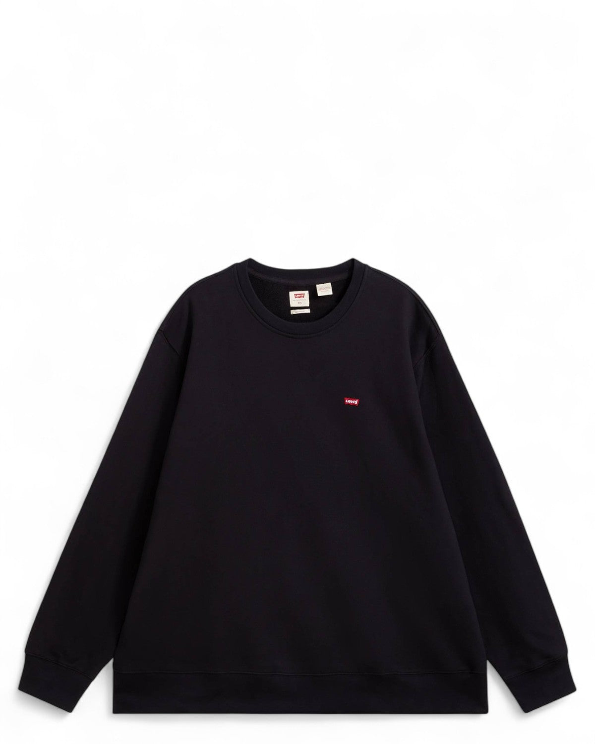 Felpa Girocollo Cotton Original Housemark Levi's nera, vista frontale con logo rosso ricamato sul petto, stile casual per uomo.