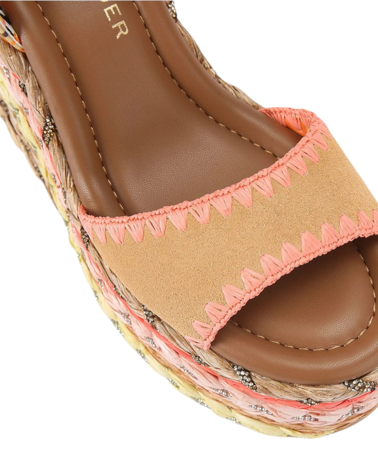 Sandali Kurt Geiger Chelsea Scarf Wedge in Suede e Rafia