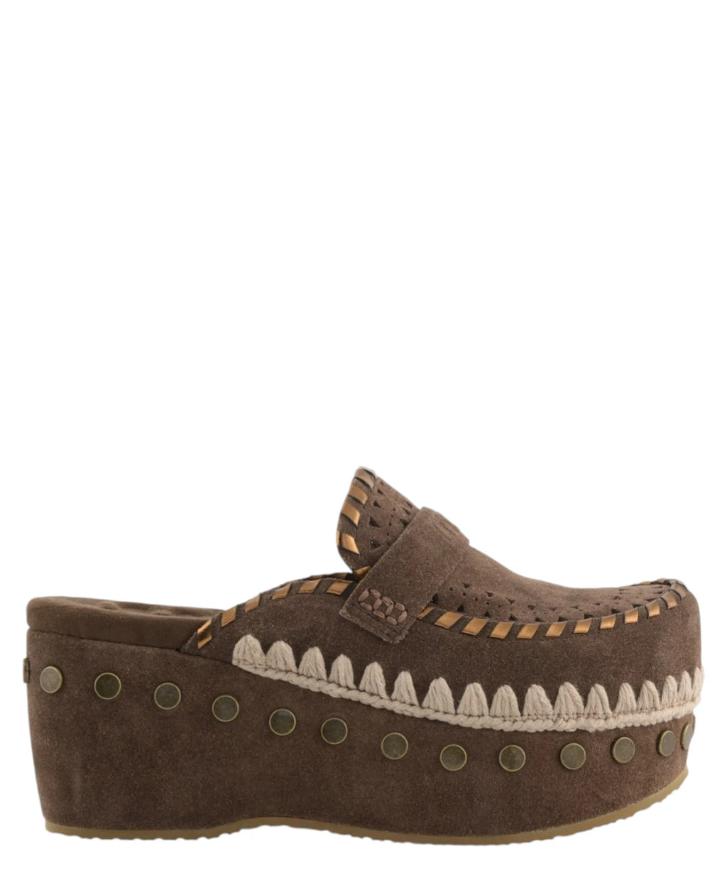Women's Leather Clogs Mou Clog Leather Overstitching