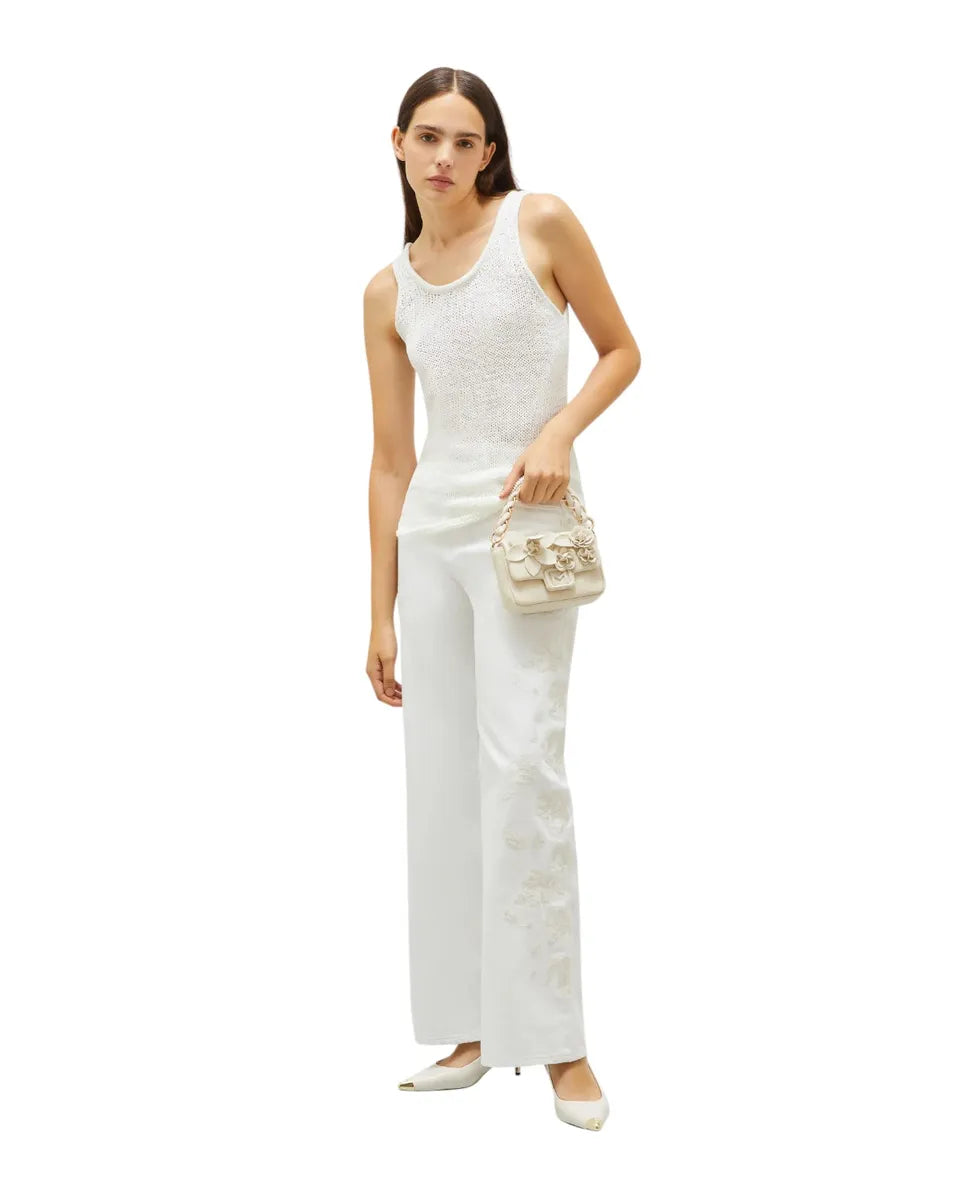 Top in Filato 3D Bianco Ottico in Nastro di Cotone-Marella-Top-Vittorio Citro Boutique