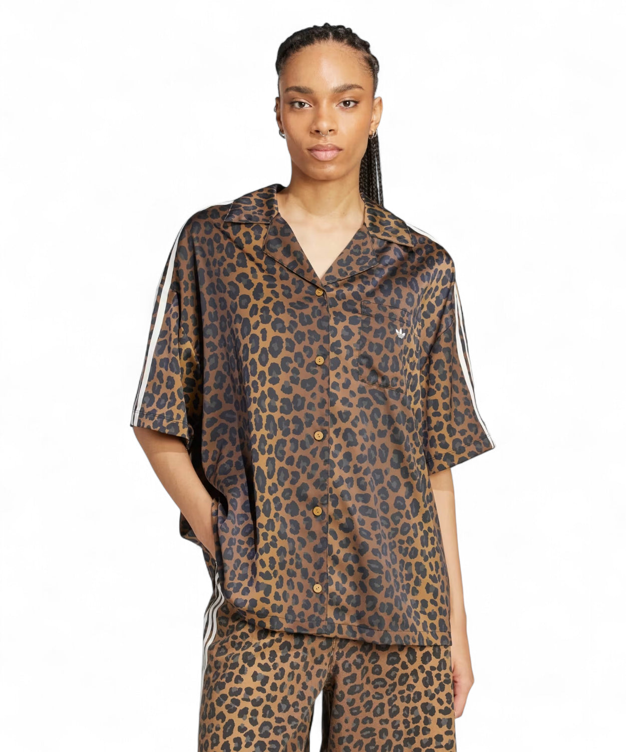 Camicia adidas Originals in Satin Leopardata