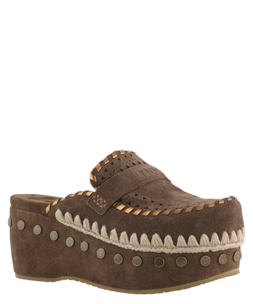 Women's Leather Clogs Mou Clog Leather Overstitching