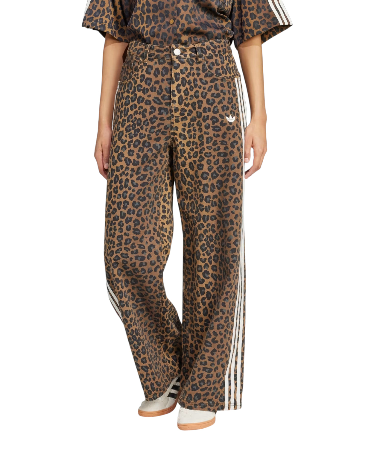 Adidas Originals Pantaloni Denim Loose Fit Leopard