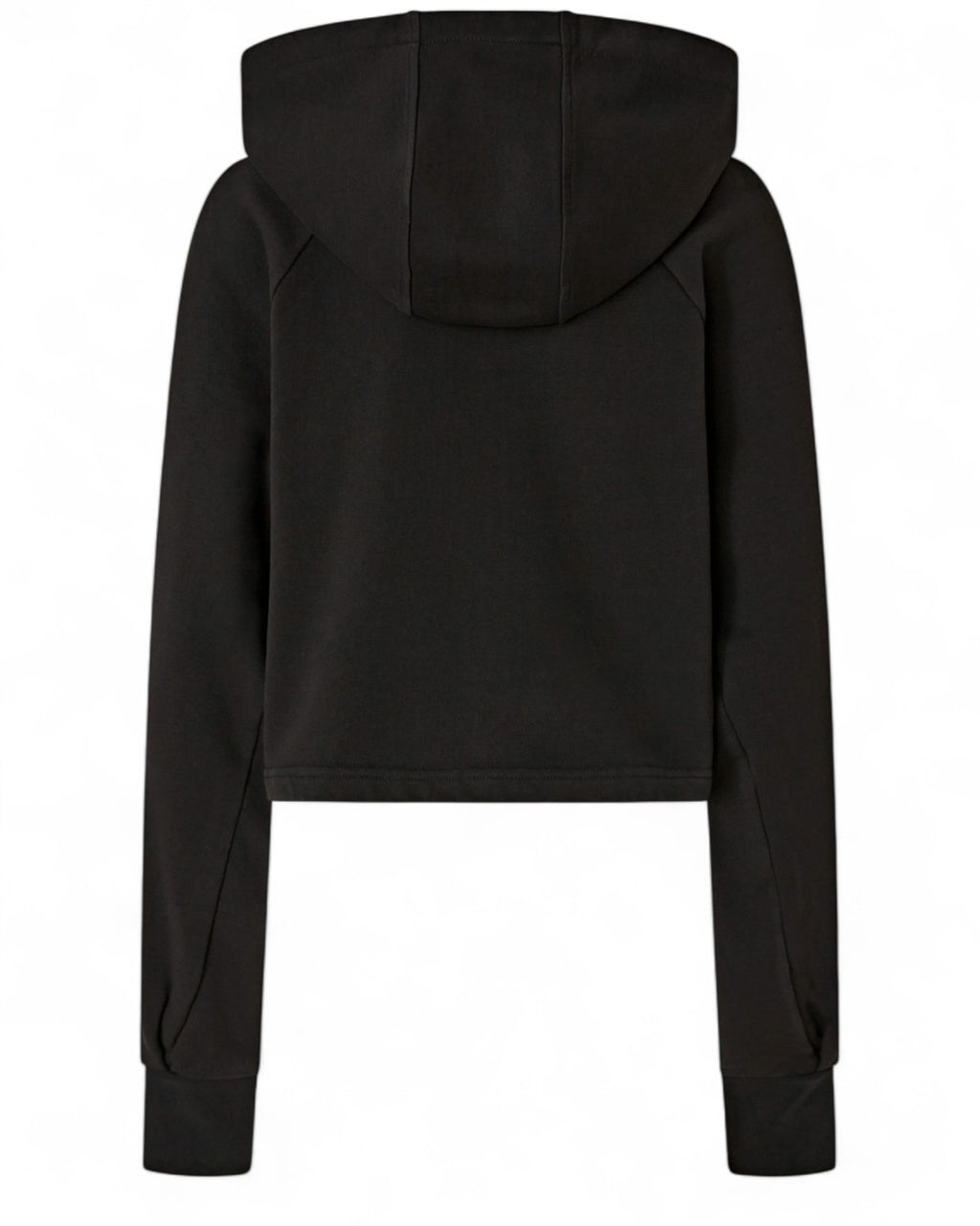 Felpa Cropped con Cappuccio e Ricamo Logo PINKO nera, vista posteriore. Taglio corto e moderno, ideale per look invernali donna.