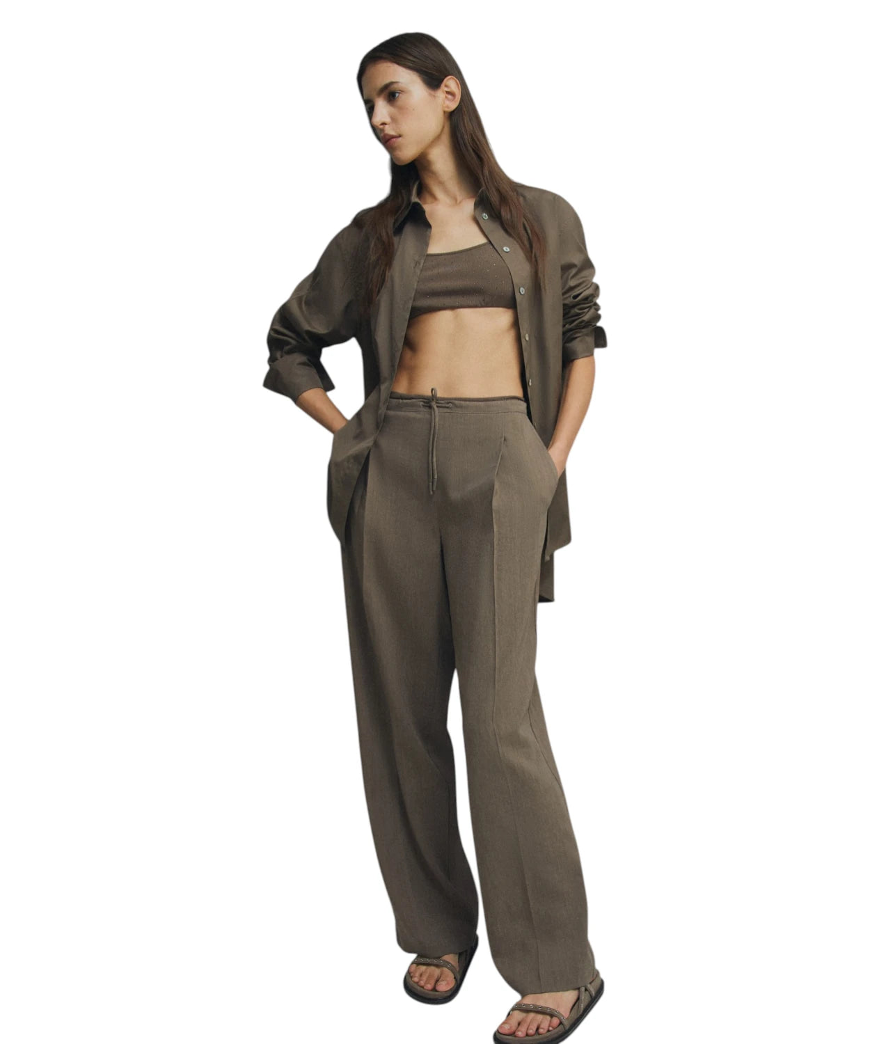 Pantalone Marella MALLORO Lino Viscosa con Coulisse