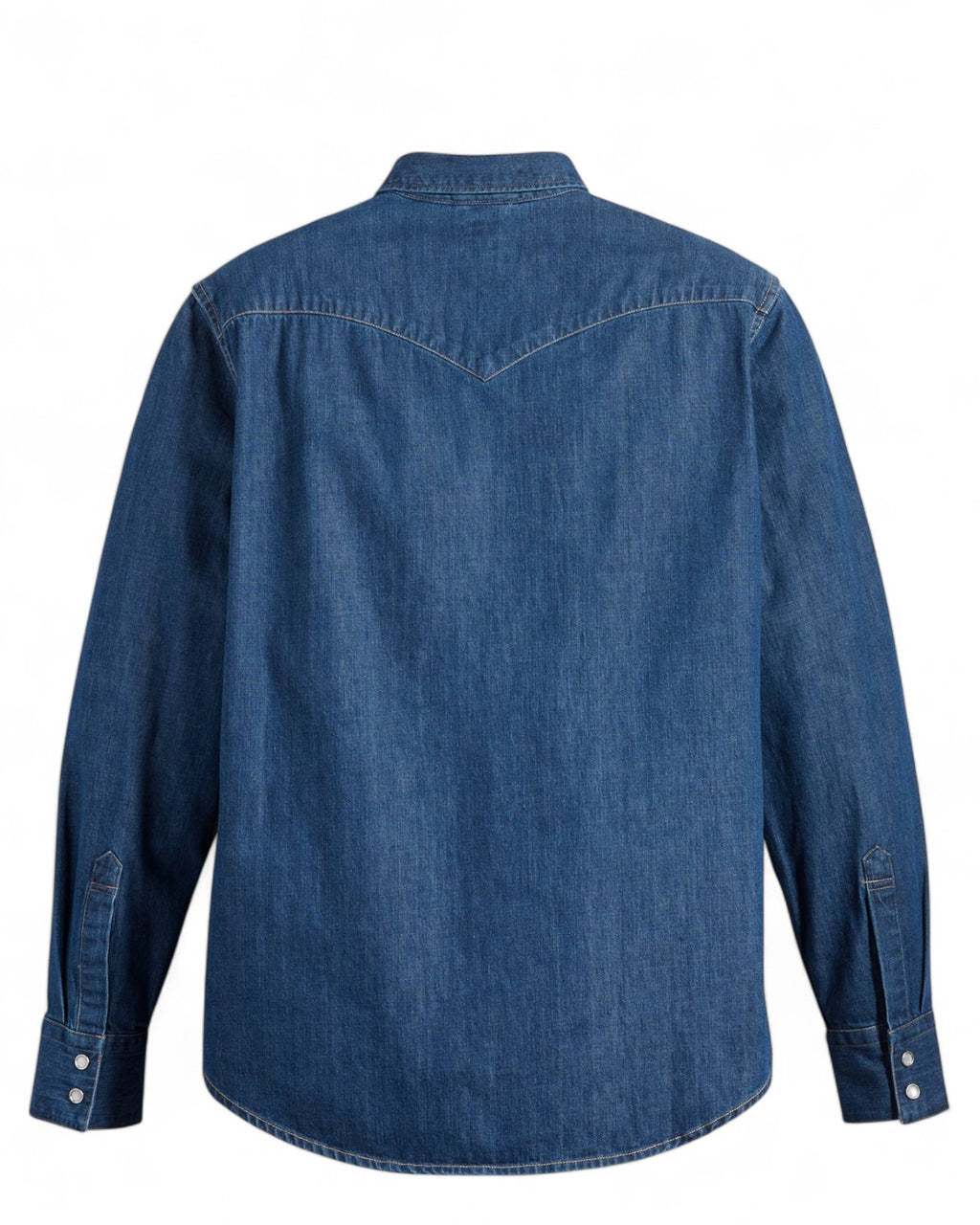 Retro della Camicia Denim Western Barstow Levi's Originale, con cuciture a V e taglio dritto, ideale per look casual invernali.