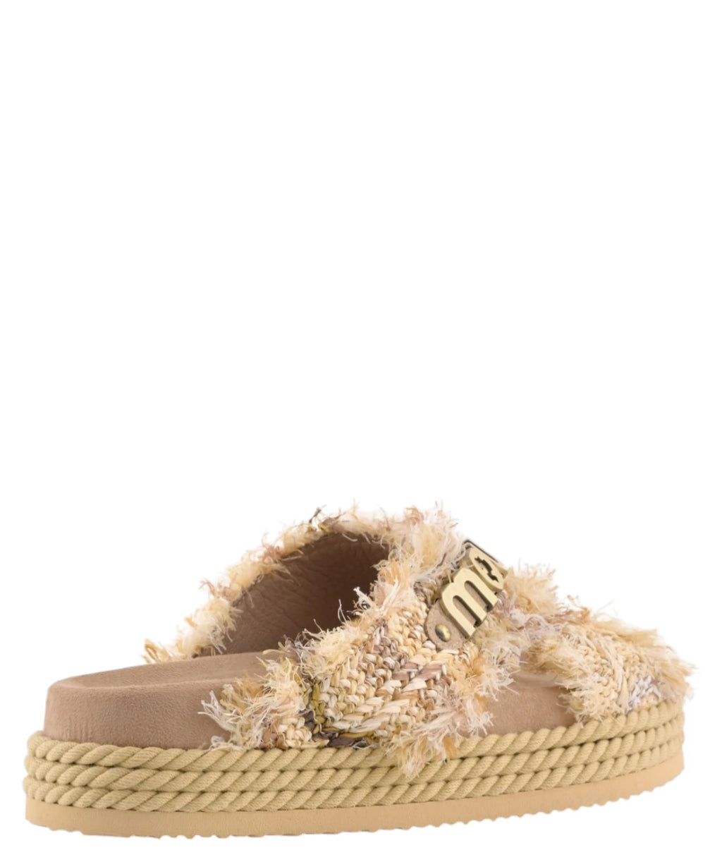 Mou Criss-Cross Multicolor Raffia Sandals