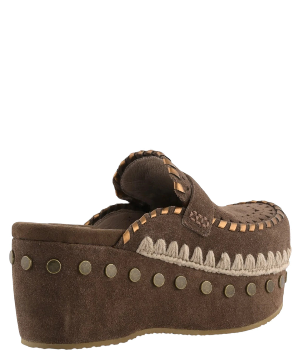 Women's Leather Clogs Mou Clog Leather Overstitching