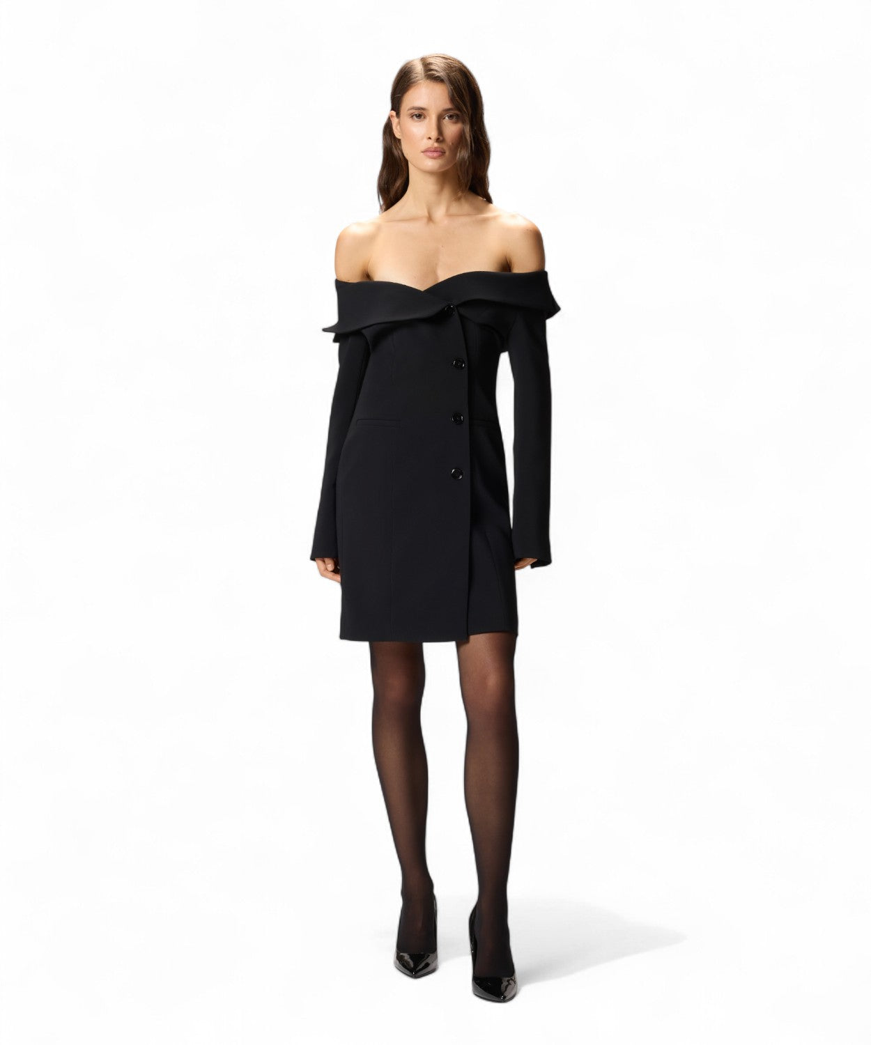 Vestito Pinko Stile Blazer in Crêpe Stretch con Scollo Off-Shoulder-Abiti-Pinko-Vittorio Citro Boutique