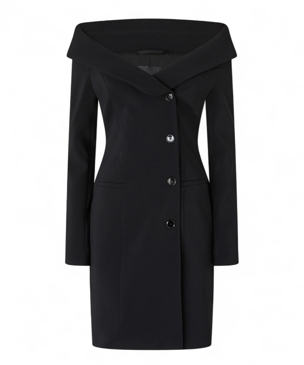 Vestito Pinko Stile Blazer in Crêpe Stretch con Scollo Off-Shoulder-Abiti-Pinko-Vittorio Citro Boutique