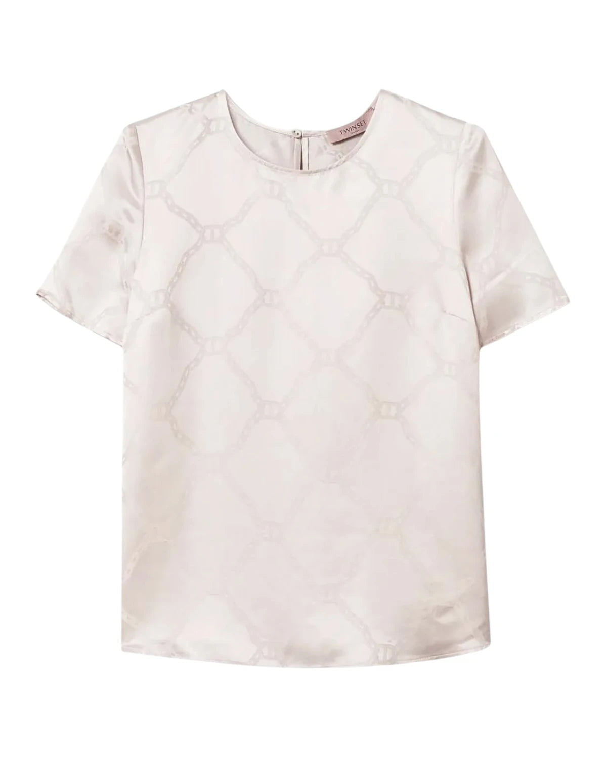 Blusa in raso jacquard con logo Oval T-Twinset-Camicie-Vittorio Citro Boutique