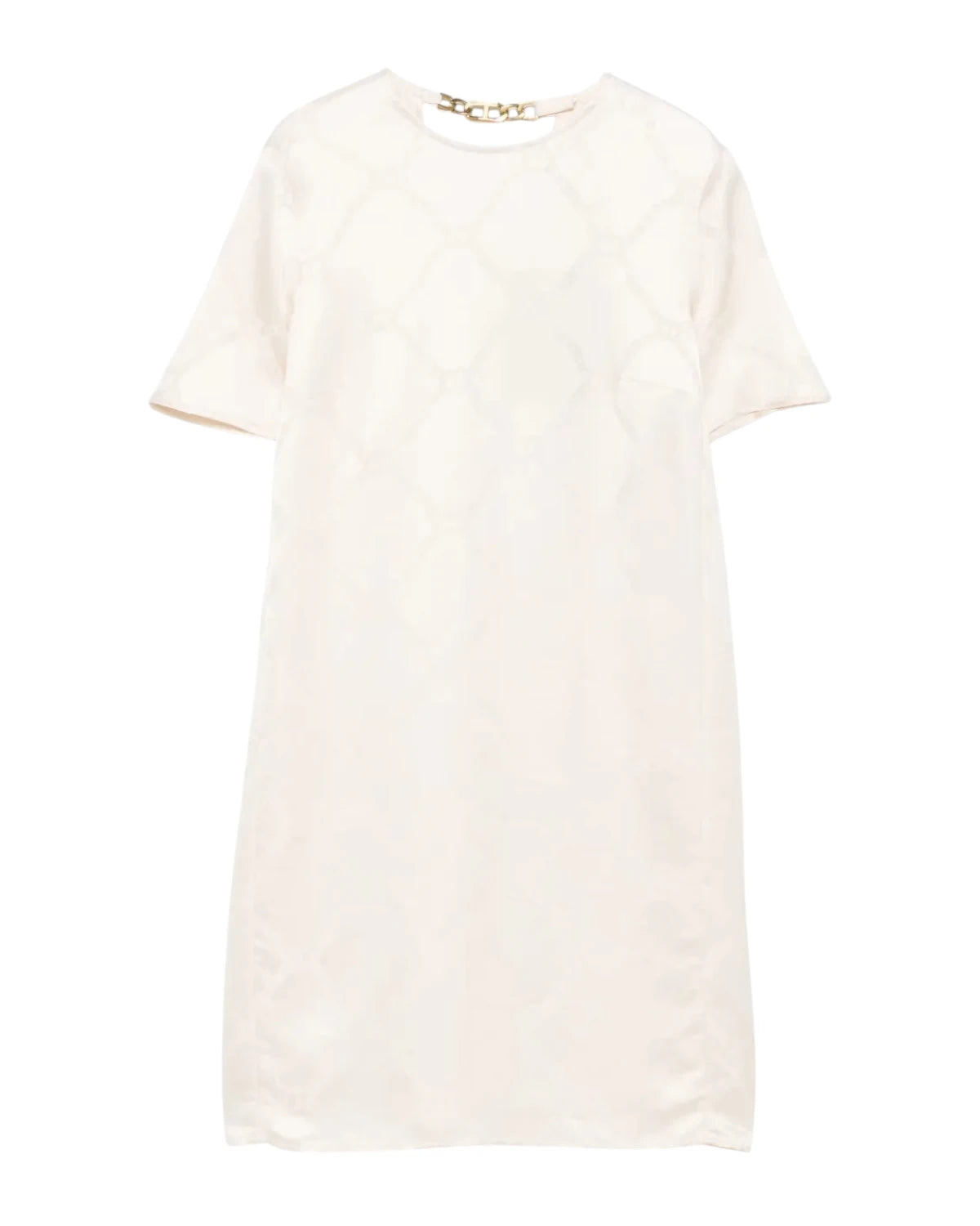 Abito corto beige con placca logo e maniche corte-Twinset-Abiti-Vittorio Citro Boutique