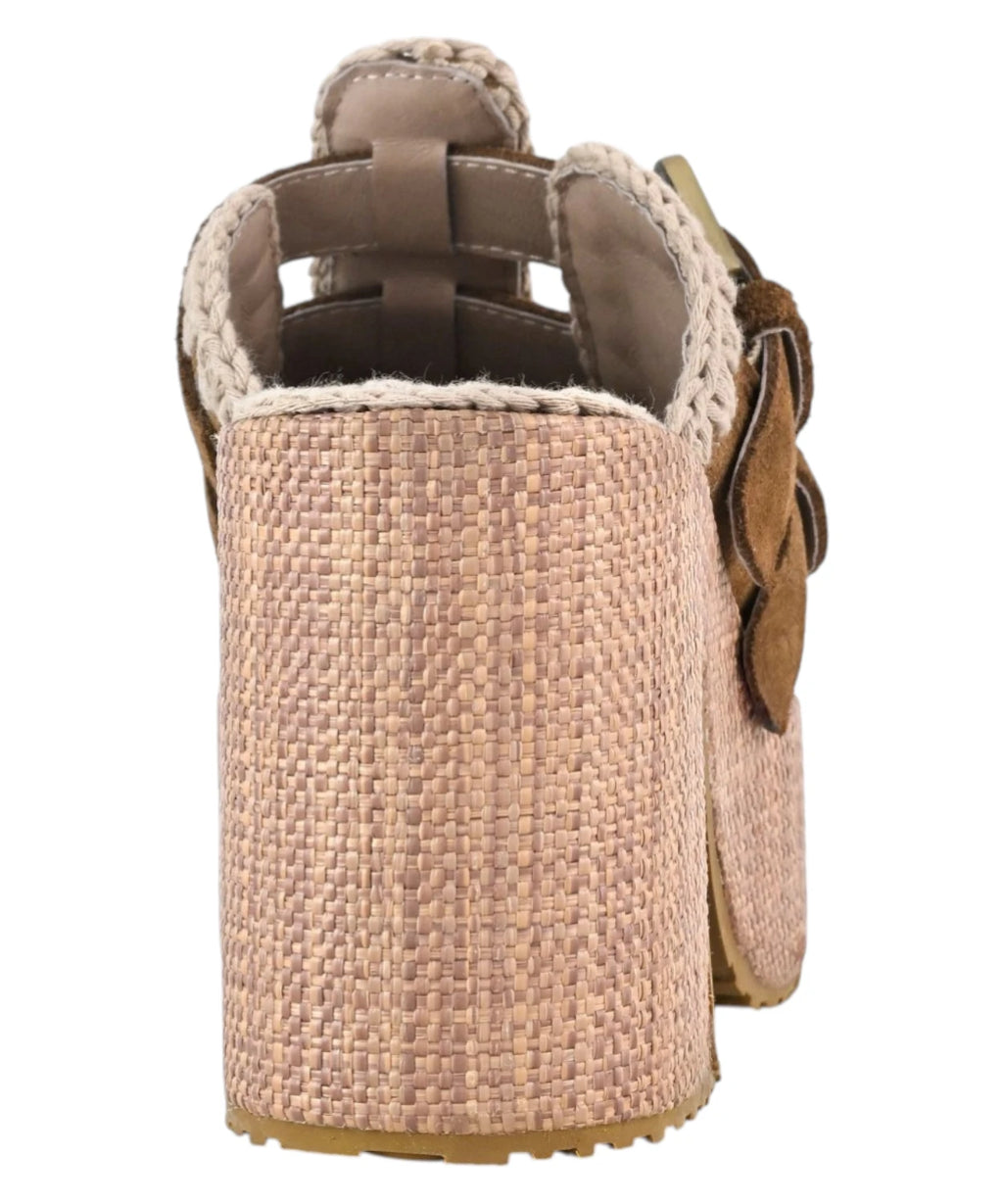 Mou Raffia Platform Sandals Two buckles