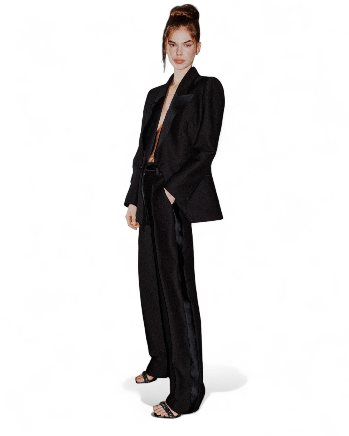 Blazer aderente in sablé con dettagli in raso-Marella-Giacche-Vittorio Citro Boutique