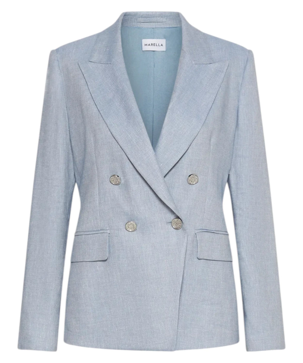 Marella BUSSOLA Double-breasted Linen Blend Blazer