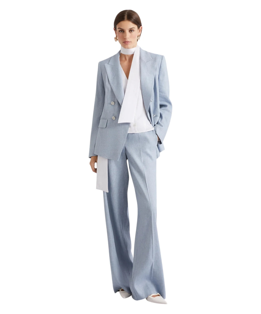 Marella BUSSOLA Double-breasted Linen Blend Blazer