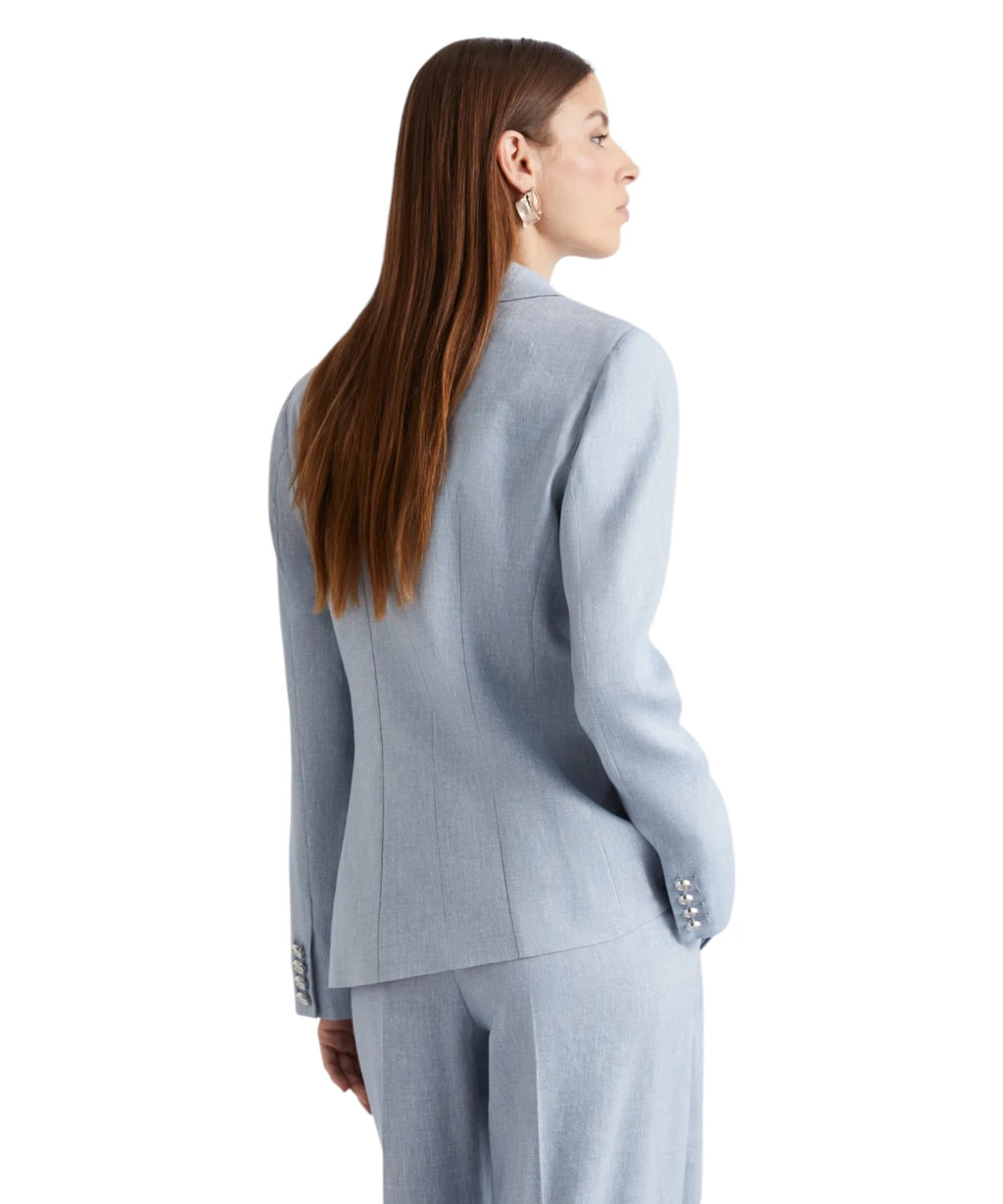 Marella BUSSOLA Double-breasted Linen Blend Blazer