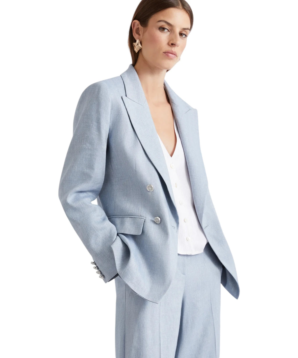 Marella BUSSOLA Double-breasted Linen Blend Blazer