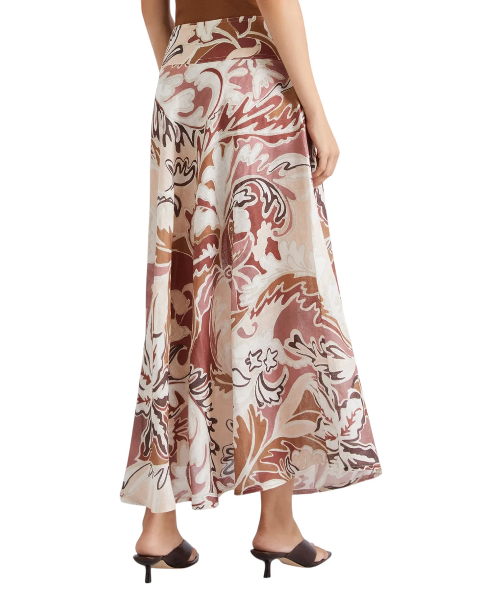 Marella Guest Flared Printed Linen Skirt