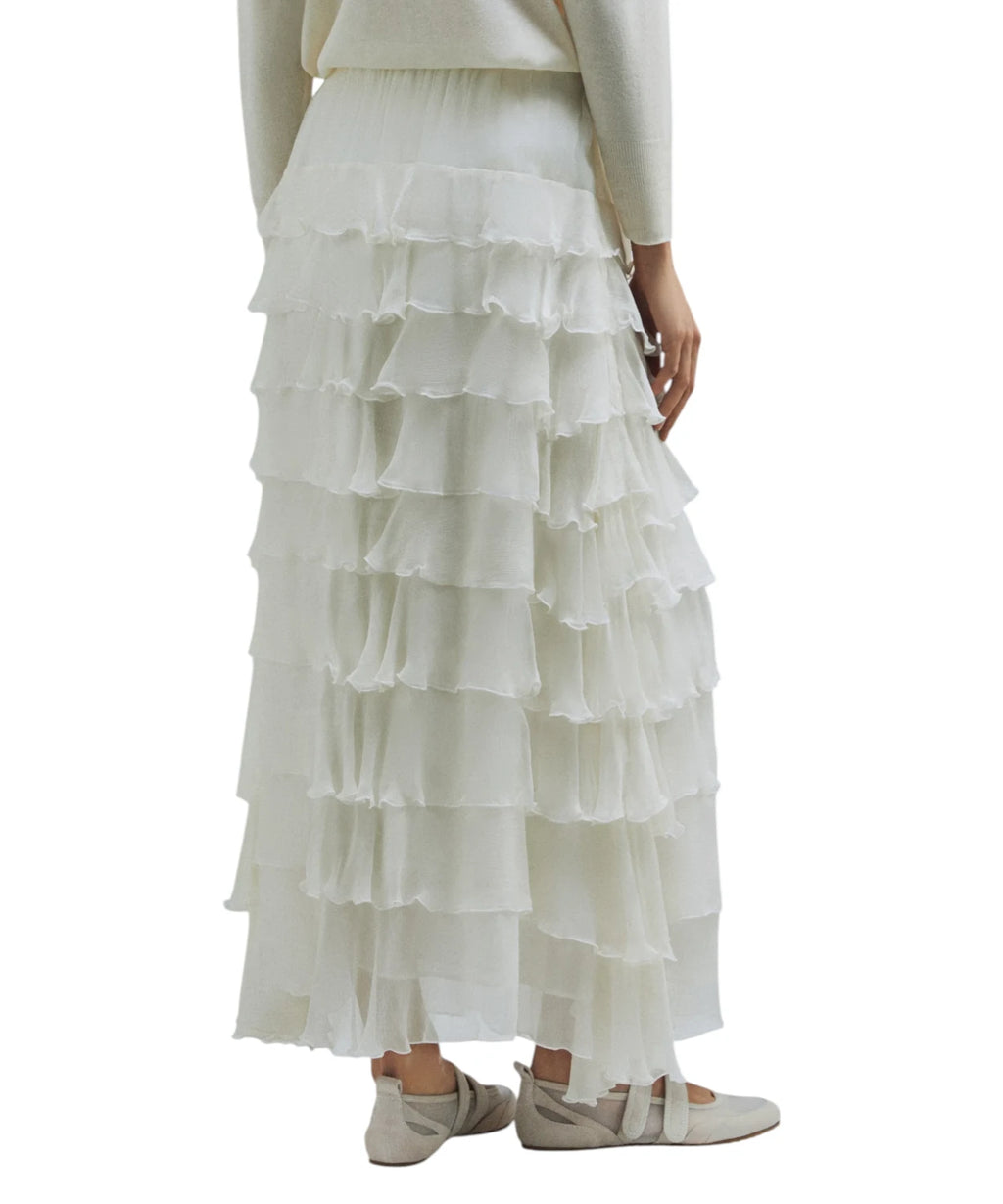 Marella TRITONE long viscose crepe skirt