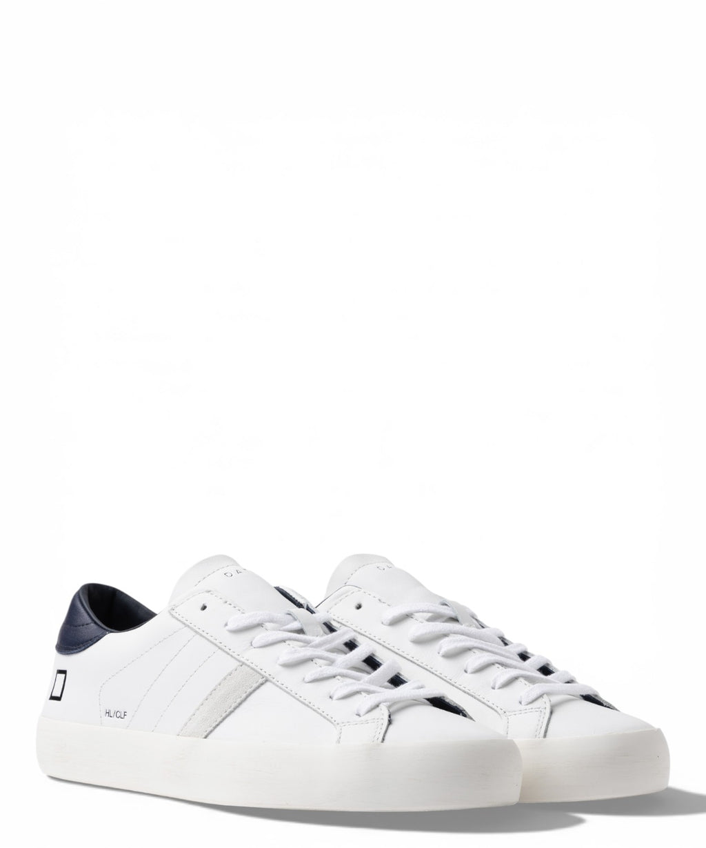 D.A.T.E. Hill Low Calf White-Blue Sneakers
