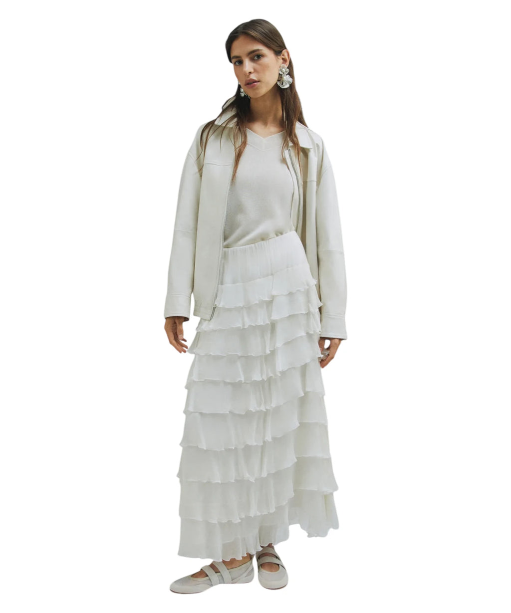 Marella TRITONE long viscose crepe skirt