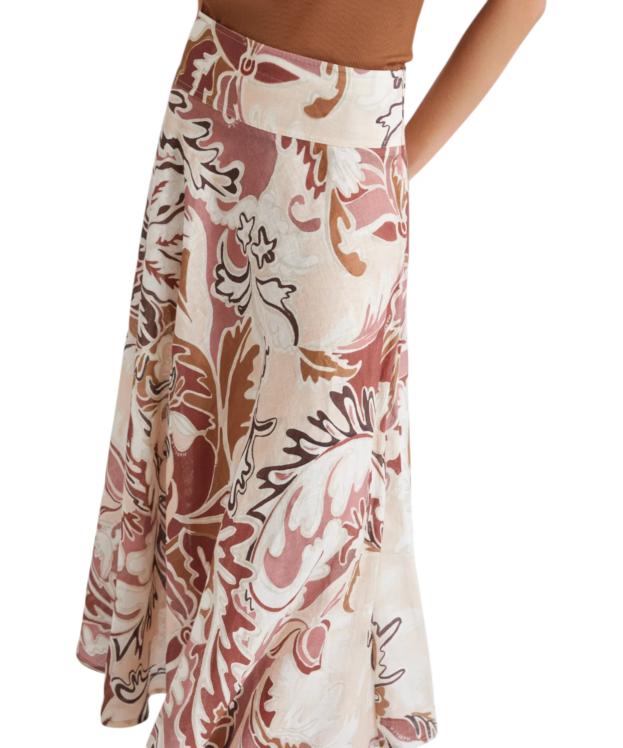 Marella Guest Flared Printed Linen Skirt