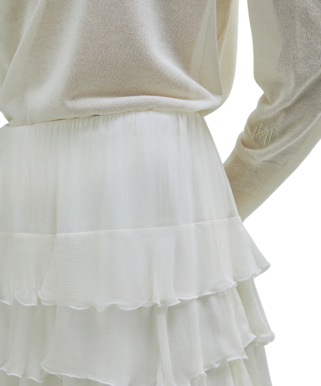Marella TRITONE long viscose crepe skirt