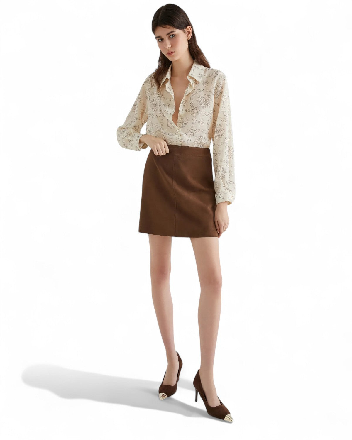Mini gonna in suede con zip posteriore-Marella-Gonne-Vittorio Citro Boutique