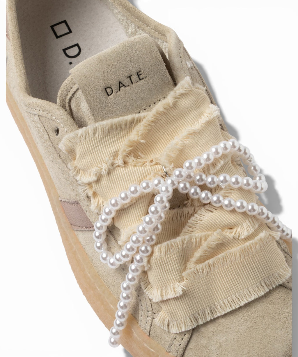 D.A.T.E. Sneakers Tender Bow Beige with Maxi Laces