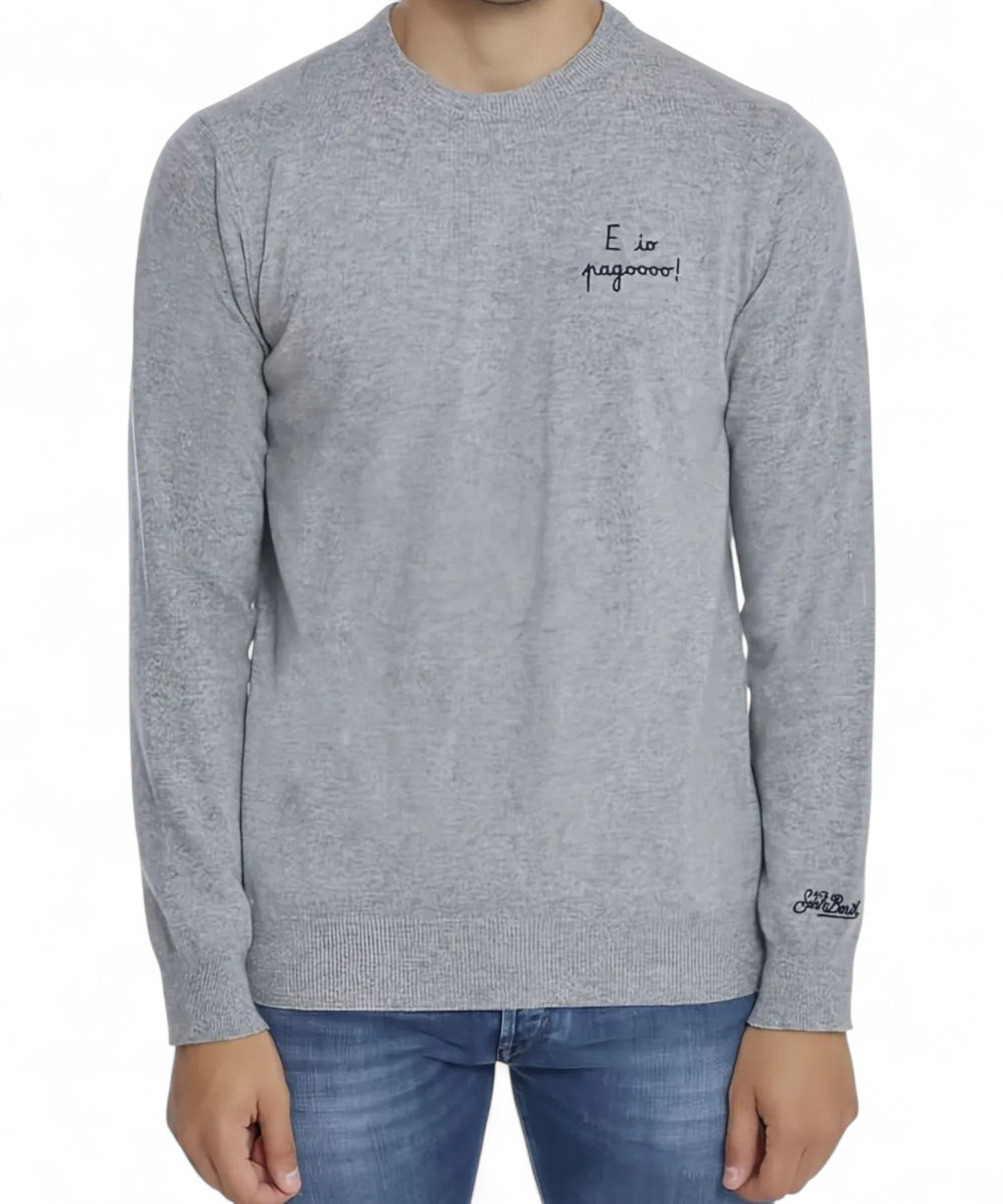 Maglione Heron Light con ricamo "E io pagoo..."-Mc2 Saint Barth-Maglieria-Vittorio Citro Boutique