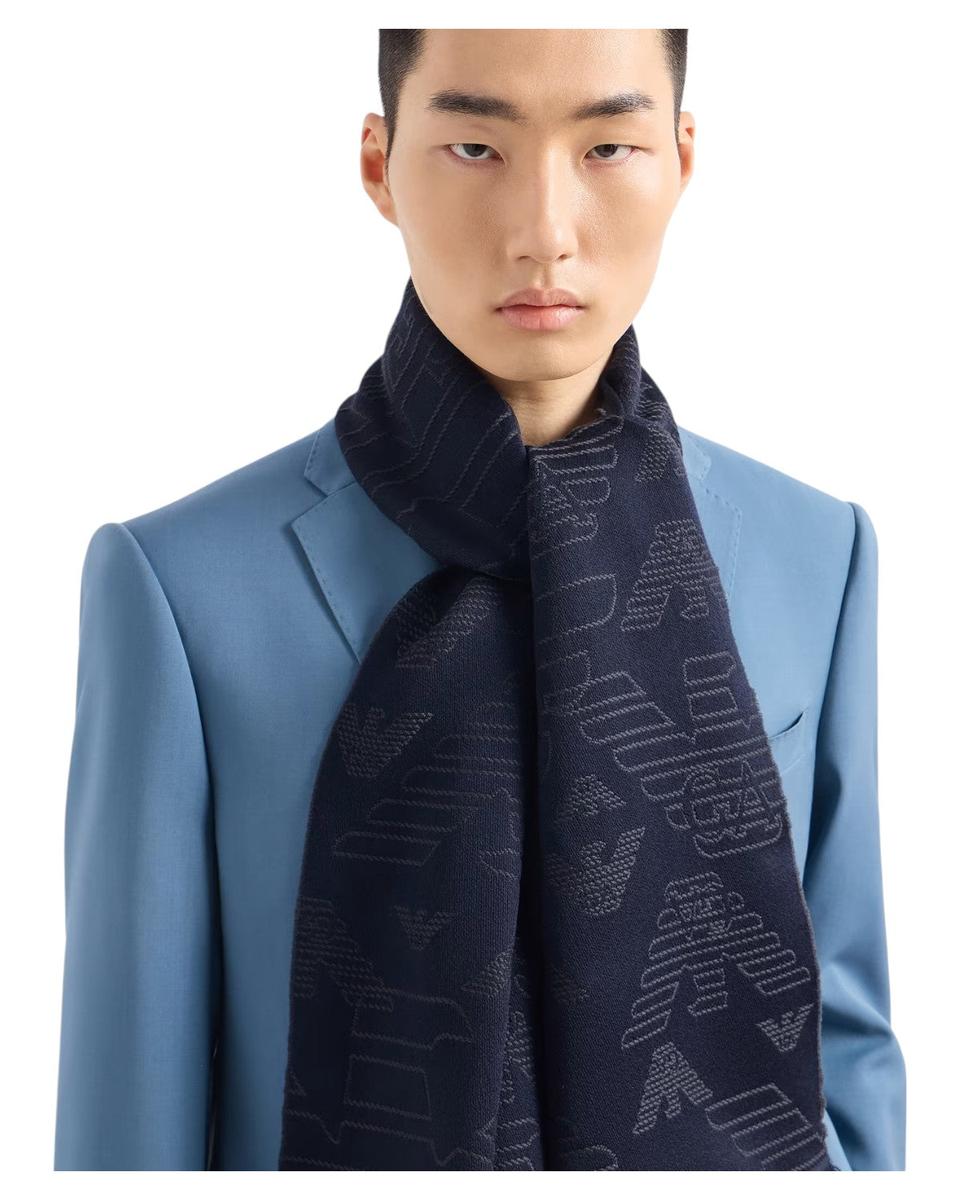 Sciarpa in Lana con Aquila Jacquard-Emporio Armani-Sciarpe & stole-Vittorio Citro Boutique