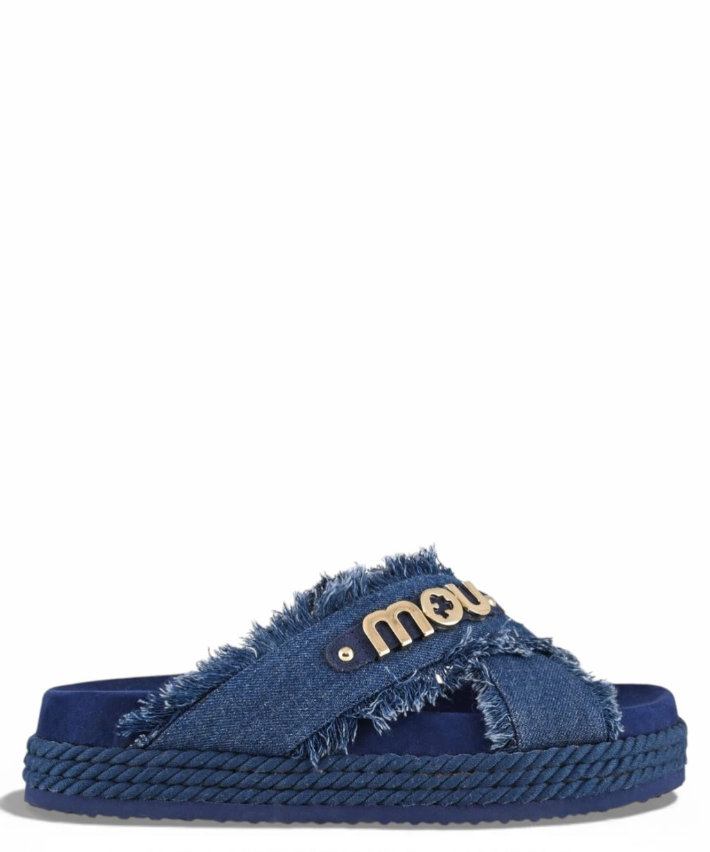 Mou Criss-Cross Denim Sandals
