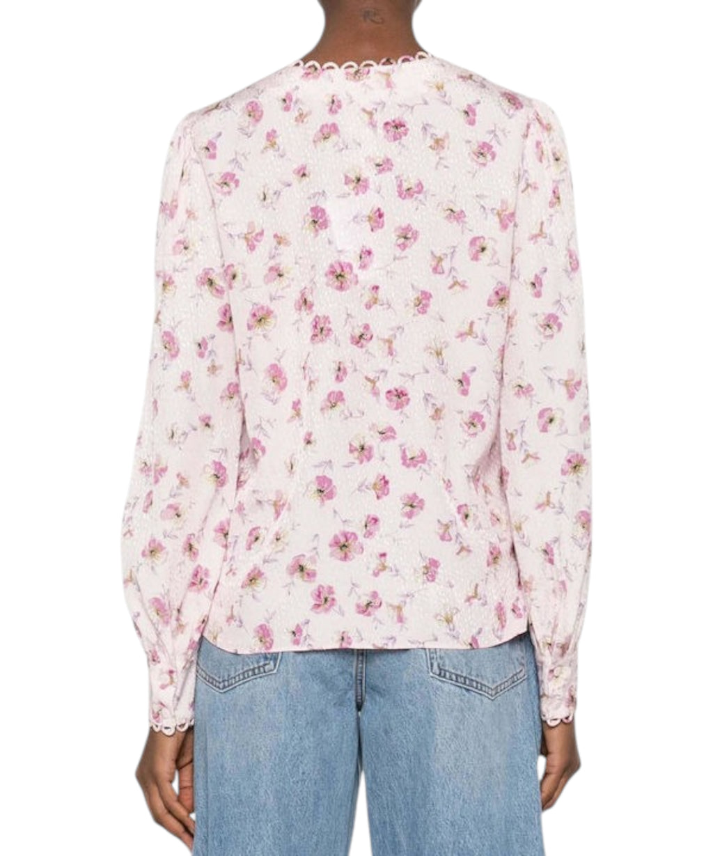 Women's Twinset Satin Blouse with Floral Pattern