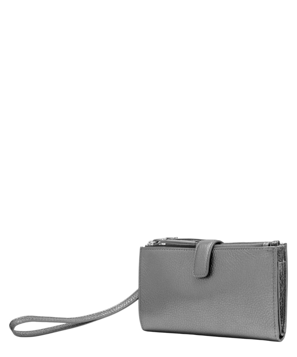 Portafoglio in pelle laminata con zip e tracolla-Gianni Chiarini-Portafogli-Vittorio Citro Boutique