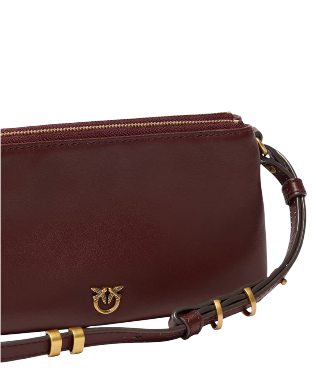 PINKO Mini Double Bag in Leather with Shoulder Strap