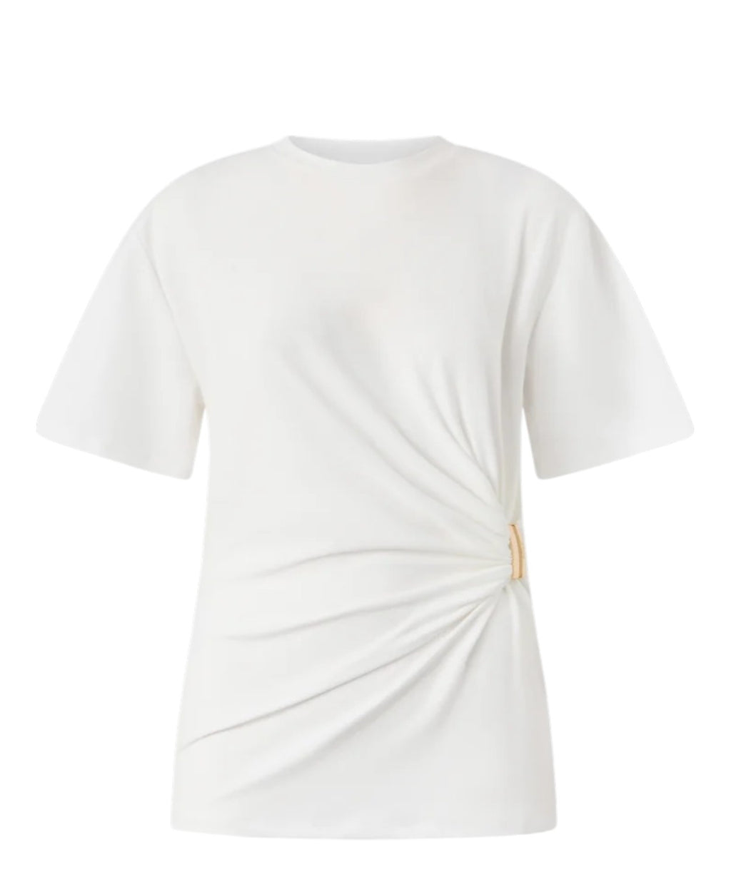 Mary Pinko Cotton T-shirt with Draping