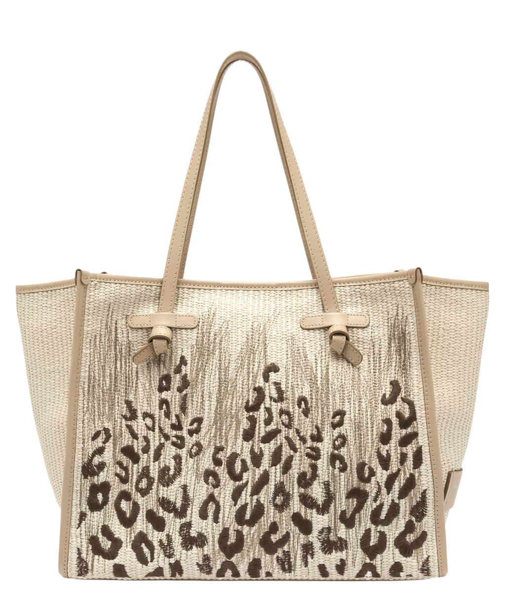 Gianni Chiarini Marcella Embroidered Straw Bag