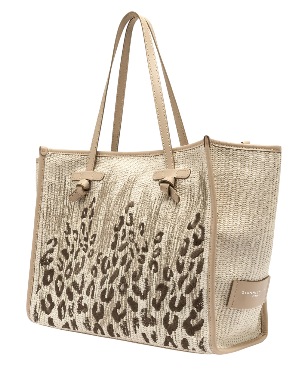 Gianni Chiarini Marcella Embroidered Straw Bag