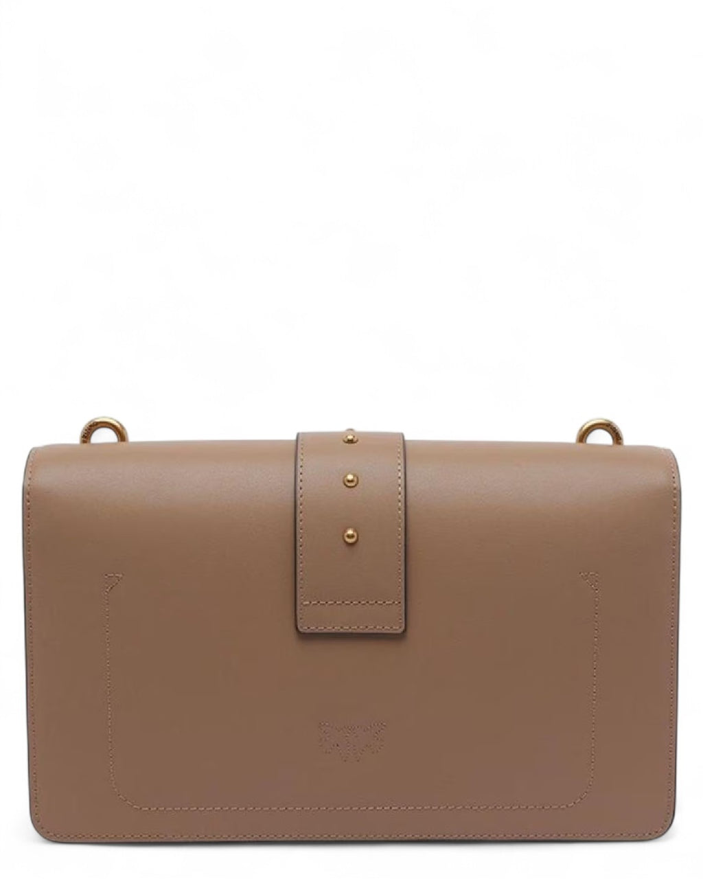 Retro della Borsa Love Bag Simply Pelle con Fibbia Love Birds, design minimal in pelle beige con dettagli raffinati e cuciture tono su tono.