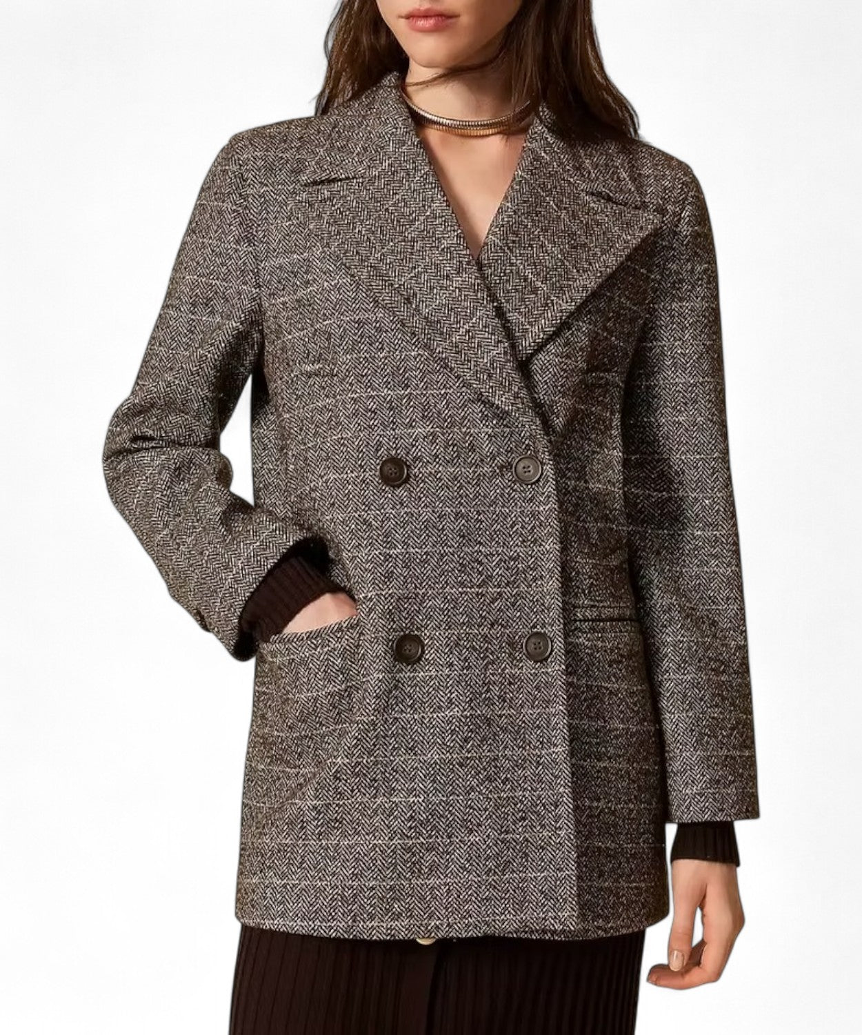 Cappotto Caban Doppiopetto in Misto Lana e Lurex-Cappotti-Twinset-Vittorio Citro Boutique