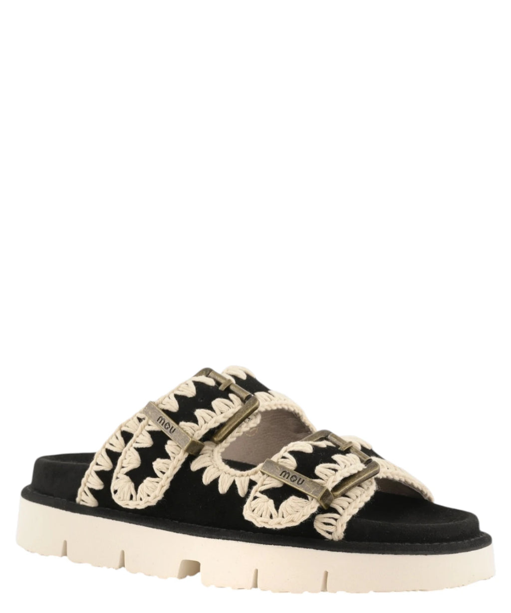 Mou Suede Bio Two-Buckle Sandals