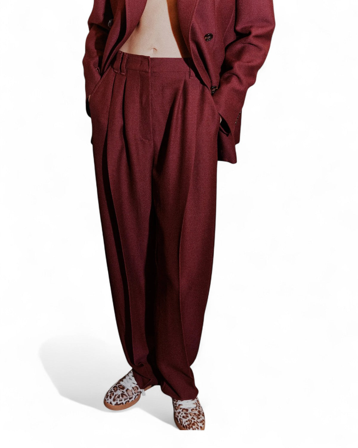 Pantalone a gamba larga in sablé con pince-Marella-Pantaloni-Vittorio Citro Boutique