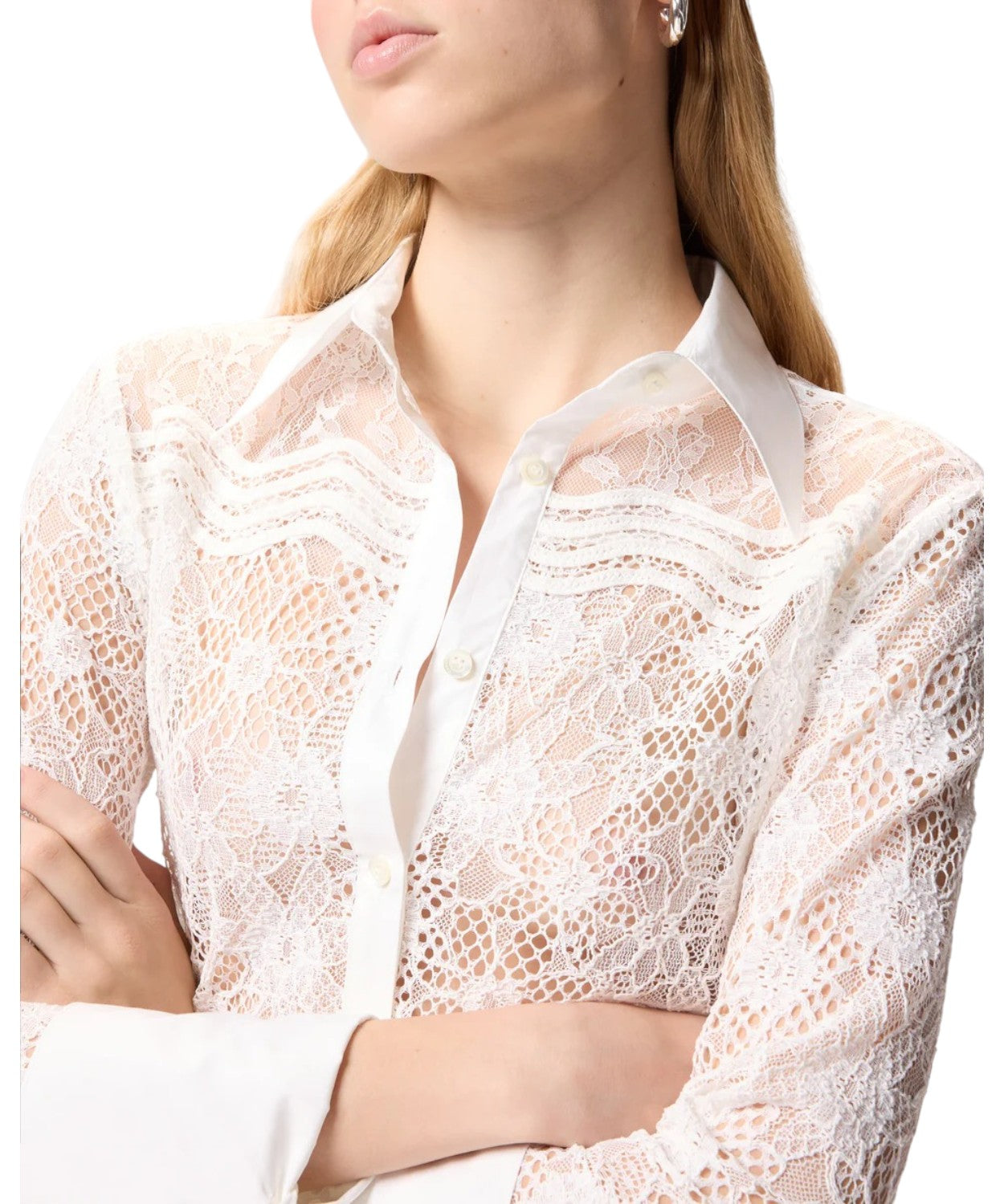 Camicia Pinko Coline in Tulle e Pizzo