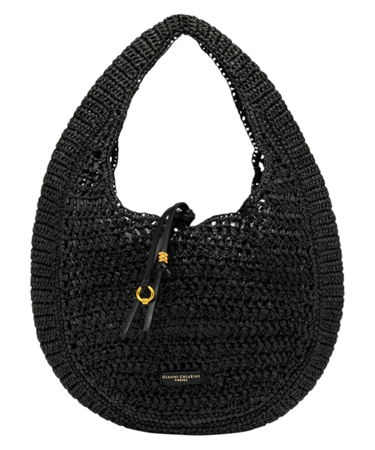 Gianni Chiarini Crochet Straw Hobo Bag