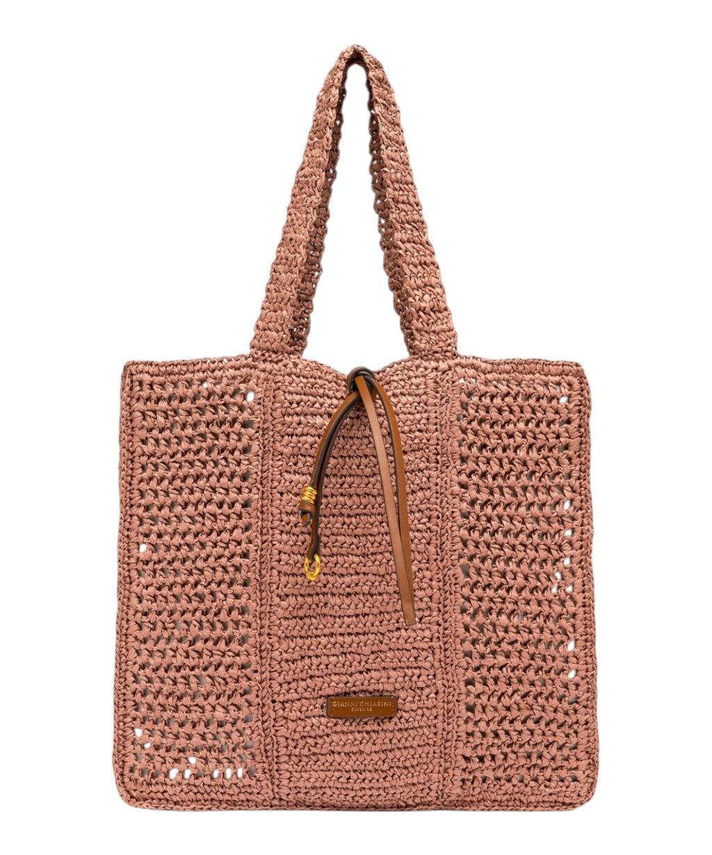 Gianni Chiarini Nefeli Crochet Straw Shopper