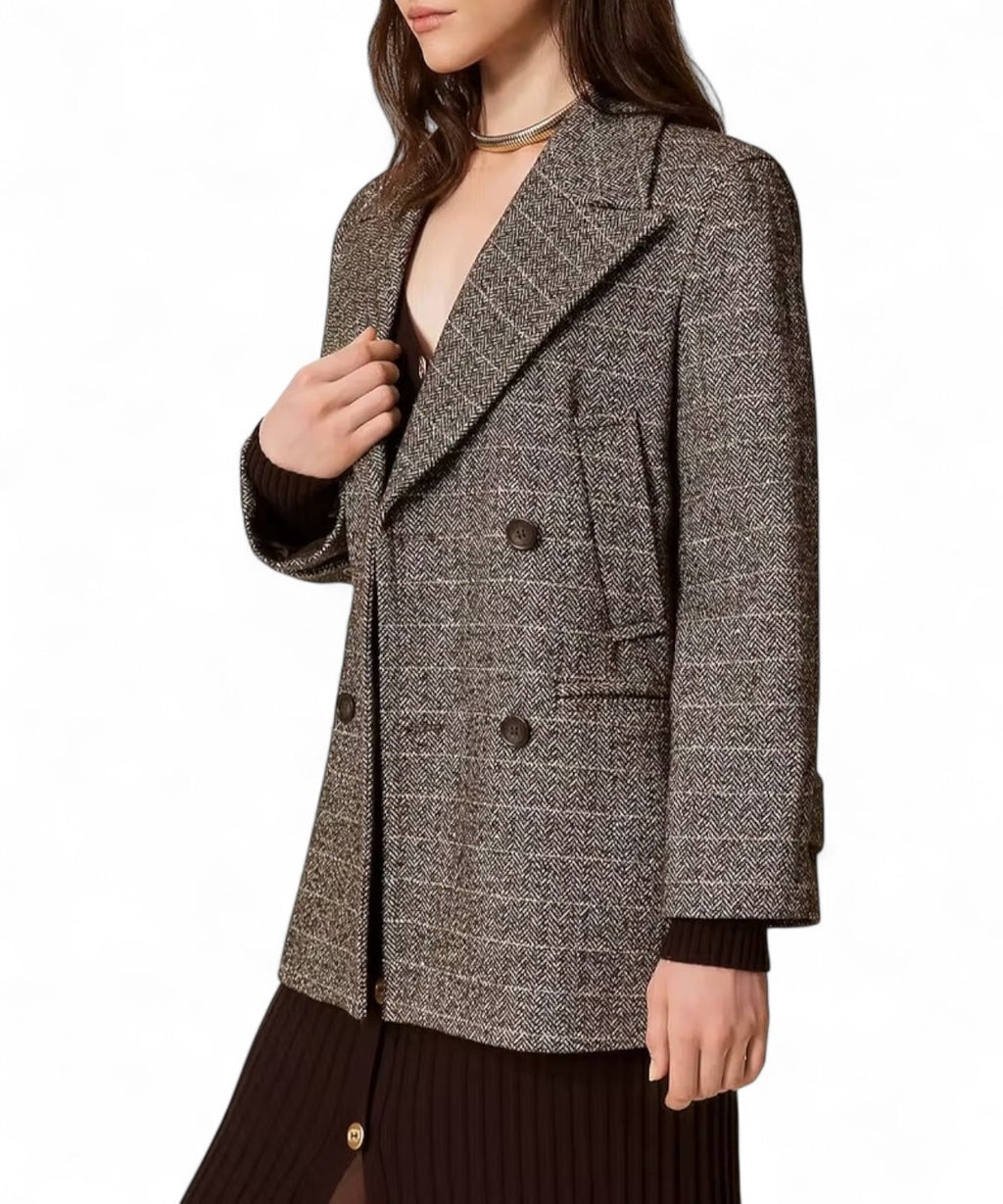 Cappotto Caban Doppiopetto in Misto Lana e Lurex-Cappotti-Twinset-Vittorio Citro Boutique